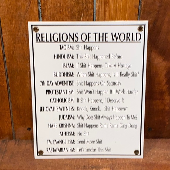 Humorous Religions of the World sign. Steel. 8 x 10 - Picture 2 of 8
